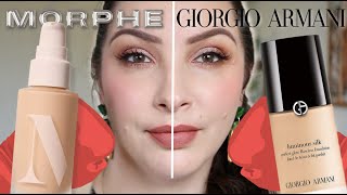 Glowy foundation battle Giorgio Armani Luminous Silk vs Morphe Lightform [upl. by Sheley]