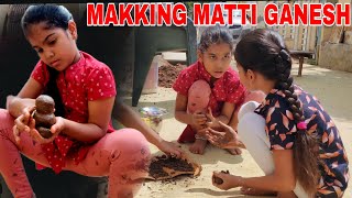 Janavi and gayathri making మట్టి ganesh  making sand ganesh [upl. by Acireed]