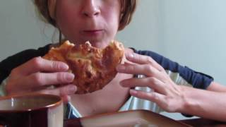 ASMR Eating a bagel with cream cheese and drinking coffee soft spoken [upl. by Tayib]