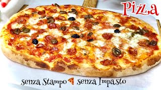 PIZZA STESA A MANO SENZA TEGLIA SENZA IMPASTARE 🍕 Croccante fuori e morbida dentro 🍕HANDMADE PIZZA [upl. by Timmons461]