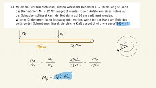 YT066 PHYSIK ÜBUNGEN Teil 25  Drehmoment  Hebel  Kräfte [upl. by Puduns]