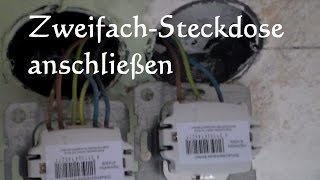 Doppelsteckdose anschließen einbauen  zweifach Steckdose anschließen anklemmen installieren Montage [upl. by Lehplar]