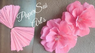 Giant Crepe paper flower for room decorFlores de papel crepeHandmade Cherry BlossomPaperSaiArts [upl. by Neelia686]