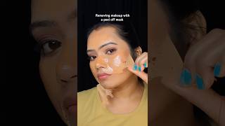 Removing makeup with a peel off maskshortsmakeup beautytutorial hack makeuptips [upl. by Hanni]