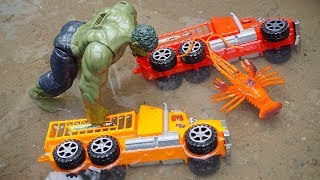 The Hulk Rescues Animals Transport Truck Toys Construction Excavator Crane Truck  Kids and Toys [upl. by Mylander517]