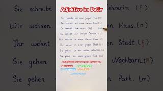 Deklination der Adjektive deutsch deutschlernen dativ deutschonline german learngerman shorts [upl. by Alby]