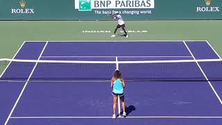 Naomi Osaka Volley and Overhead practice at Indian Wells with NEW COACH Indian Wells 2019 [upl. by Elocyn]