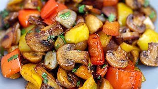 Rezept für leckere Champignons mit Gemüse in einer Pfanne Einfach und schnell [upl. by Aknahs]