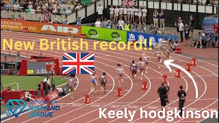 Keely Hodgkinson smashes British RECORD in the 800m 3 weeks before paris2024 London Diamond League [upl. by Otreblig]