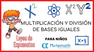 Leyes de Exponentes para niños Multiplicación y División de bases iguales [upl. by Ivonne]