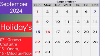 Calendar  September 2024 [upl. by Pettit807]