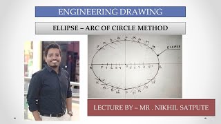 Engineering Drawing  Ellipse  Arc of Circle Method  Easy Drawing Techniques  Learn with nikhil [upl. by Cranston]