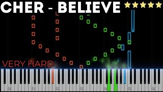 Cher  Believe Adam Lambert  PIANO TUTORIAL  SHEET MUSIC amp MIDI [upl. by Aniara139]