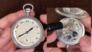 ALeCoultre Swiss Geneva Vintage Silver Pocket Watch 17 Jewels Movement sound Appearance crown etc [upl. by Aleksandr255]