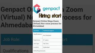 Genpact hiring Technical support Profile hiringjobsgenpact [upl. by Htezzil]