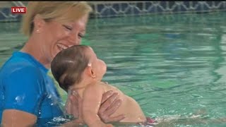 WATCH Local instructor demonstrates baby swimming lessons [upl. by Arada]