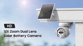 SECTEC New 12X Zoom Dual Lens Solar Battery Powered Outdoor PTZ Camera [upl. by Aipotu]