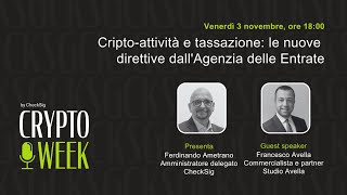 CryptoWeek 141 con Francesco Avella 3 novembre 2023 [upl. by Alomeda]