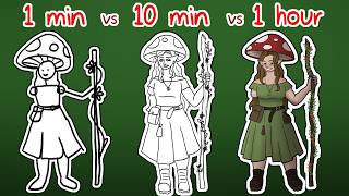 Drawing the same character in 1 min vs 10 min vs 1 hour [upl. by Brasca]