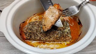 Garlic Herb Pork Loin Crockpot Recipe [upl. by Bowlds]