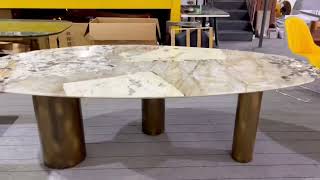 Oval patagonia granite dining table [upl. by Bower]