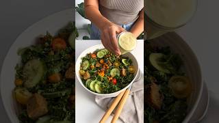 HighProtein Kale Caesar Salad 30g protein per serve plantbasedrecipes vegan [upl. by Coke701]