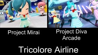 Project Mirai Tricolore Airline PV Comparison 3DS Arcade [upl. by Service]