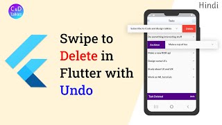 Swipe to delete with Undo in Flutter Hindi [upl. by Ycal]