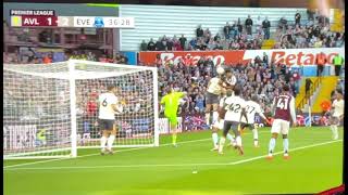 SmoothSuperSloMo Aston Villa’s Watkins header vs Everton soccer futbol premierleague [upl. by Polinski]