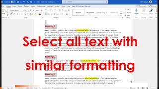 How to Select all Text with similar formatting inc highlighted text in a Word document [upl. by Chryste]