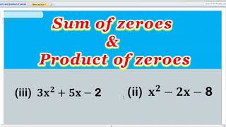 How to find Sum of zeroes and product of zeroes of polynomials  hindi [upl. by Tamra648]