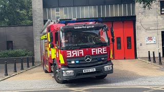 F321 London Fire Brigade Pump Turnout from Stoke Newington Fire Station [upl. by Nodnyl]