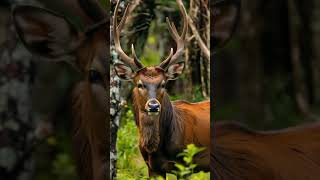 AI Stock Sambar Deer in Jungle ai stockvideo sambar deer wildlife video shorts animal free [upl. by Zenia879]