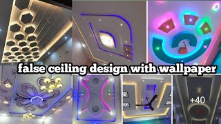 false ceiling design with wallpaper  best false ceiling light design for bedroom  false ceiling [upl. by Atsahc]