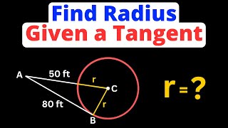 Find the Radius of a Circle Given a Tangent  Geometry  Eat Pi [upl. by Akehs878]