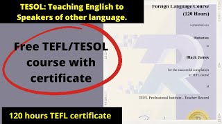 How to get TEFLTESOL certificate for free freeteflcertificate freetesolcertificate [upl. by Zicarelli]