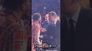 Devin Haney amp Eddie Hearn HEATED EXCHANGE at AJ vs Dubois fight [upl. by Marlow696]