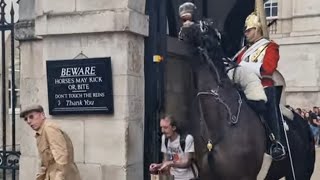 3 tourists sneek through the horse box police officer shouts thekingsguard [upl. by Neras]