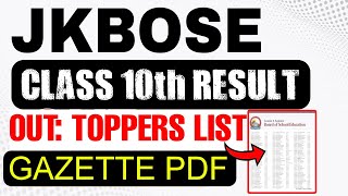 JKBOSE Class 10th Result topper list 2023  jkbose class 10th gazette 2023 [upl. by Akire39]