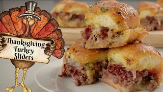 THANKSGIVING TURKEY SLIDERS Easy Recipe with Ground Turkey Cranberry Sauce amp Crispy Fried Onions [upl. by Reld]