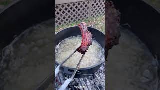 Fried Sticky Ribs Recipe  Over The Fire Cooking by Derek Wolf [upl. by Marder]