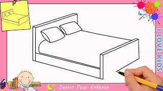 Comment dessiner un lit FACILEMENT etape par etape pour ENFANTS 2 [upl. by Lanoil]