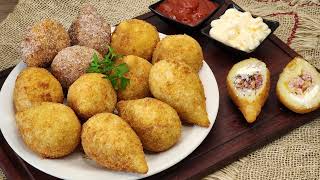 COXINHAS 4 RECHEIOS 1 MASSA BÁSICA COM BATATAS APRENDA NESSA AULA OS SEGREDOS DAS COXINHAS [upl. by Geffner]