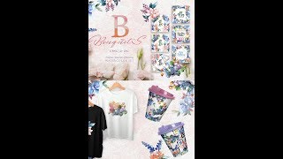 Bouquets flowers set PNG watercolor [upl. by Einnahc]