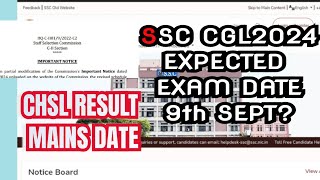 ssc ssc cgl 2024 expected exam date tier 1  chsl 2024 tier 1 result mains exam date cut off [upl. by Sharp]