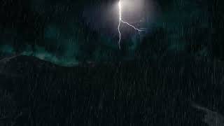 ⚡️ Thunderstorm And Rain Sounds Over a Rough Ocean with Big High Waves and Real Lightning Strikes [upl. by Ahsimak]