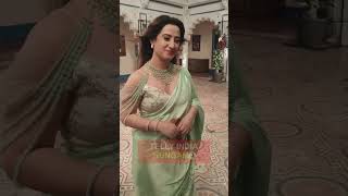 Nath Krishna and Gauri Serial Actor Alisha Panwar Looks Beautiful in Green Saree Outfit [upl. by Henleigh840]