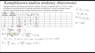 Kompleksowa analiza struktury zbiorowości  szereg rozdzielczy punktowy [upl. by Detta]