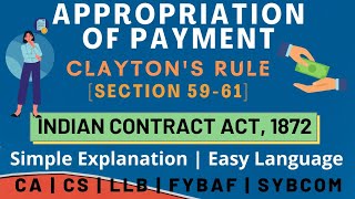 Appropriation of Payment  Claytons Rule  Section 5961  Indian Contract Act  Examples in Hindi [upl. by Peg]