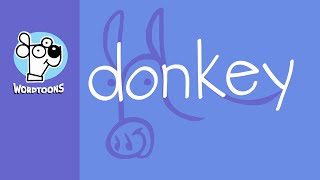 Draw a donkey from the word donkey  Donkey Wordtoon [upl. by Ynetsed770]